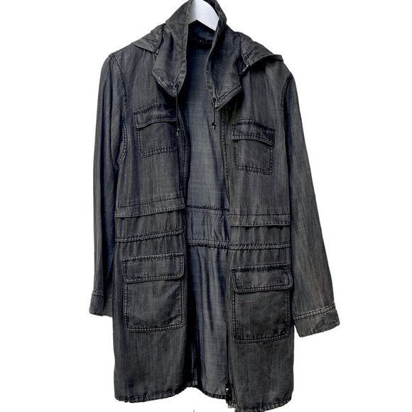 W by WORTH Jacket Size P (XS/S) Denim Gray Wash Tencel Casual Utility Coat - Picture 10 of 11
